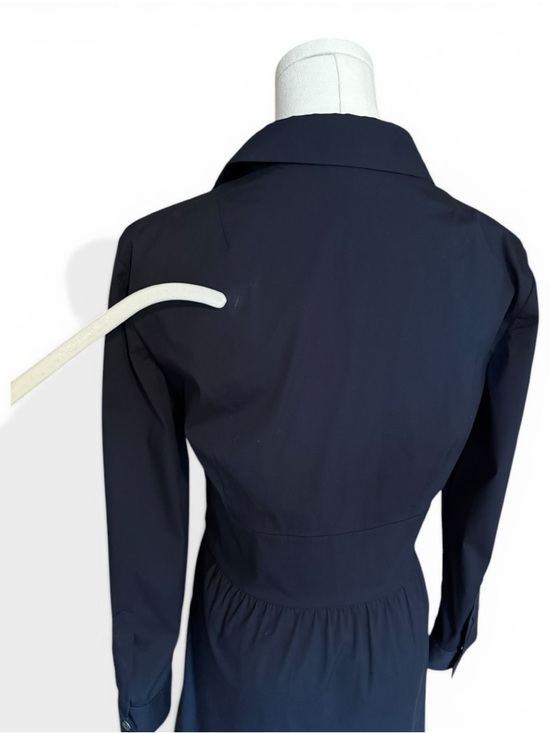 Theory Black Shirt Dress Size 8 Long Sleeve Fit & Flare Pockets Minimalist Chic - Picture 7 of 7